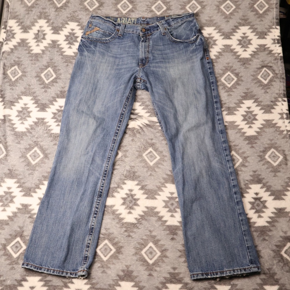 Ariat M4 Low Rise Boot Cut Jeans 36x32 Blue Denim Western Work Pants
